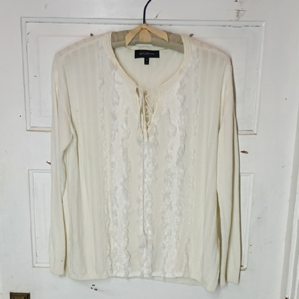 St. John's Bay Cream Ruffled Blouse